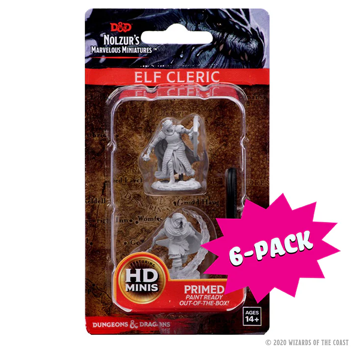 D&D Nolzur's Marvelous Miniatures: Elf Male Cleric (Bundle of 6)