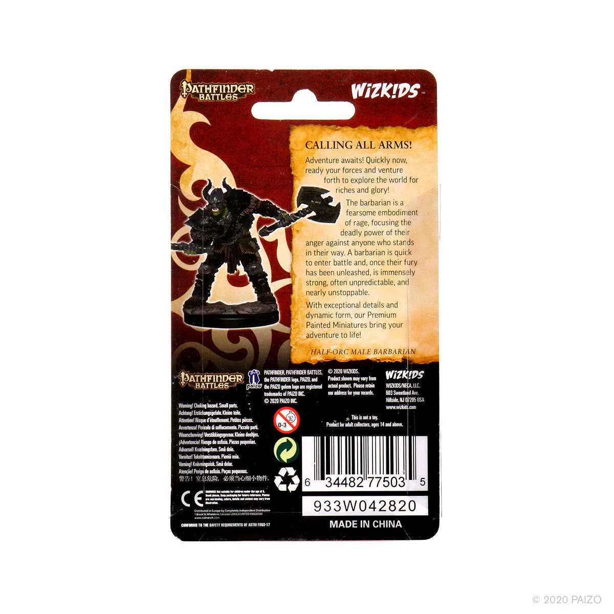 Pathfinder Battles: Premium Painted Figure - Half-Orc Barbarian Male - Image 2